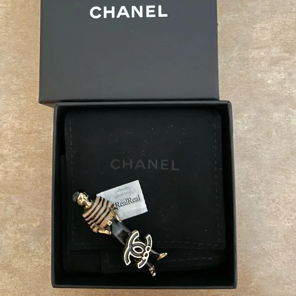 CHANEL ENAMEL COCO MADEMOISELLE 100 YEAR ANNIVERSARY PIN BROOCH